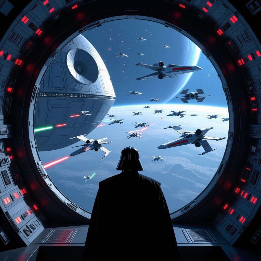 Darth Vader Watches Epic Star Wars Battle from Death Star
