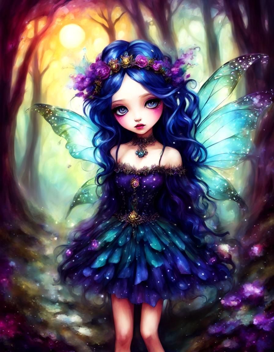 Gothic Fairy in Ancient Forest