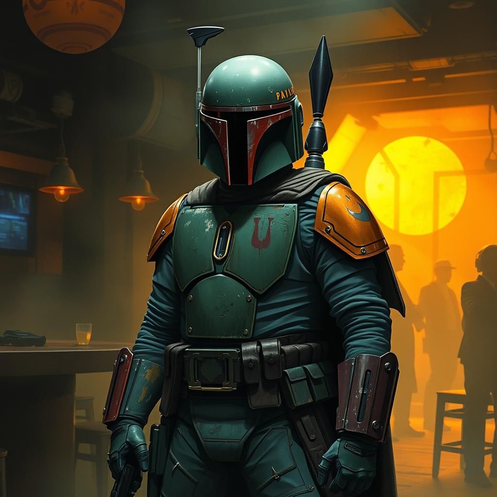 Boba Fett in Noir-Inspired Sci-Fi Concept Art