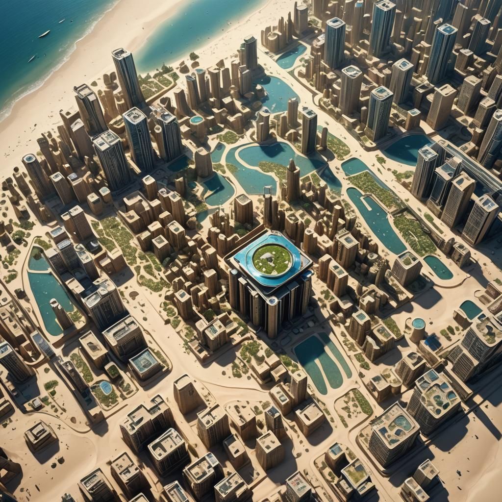 Cyberpunk Metropolis Buried Under Dunes