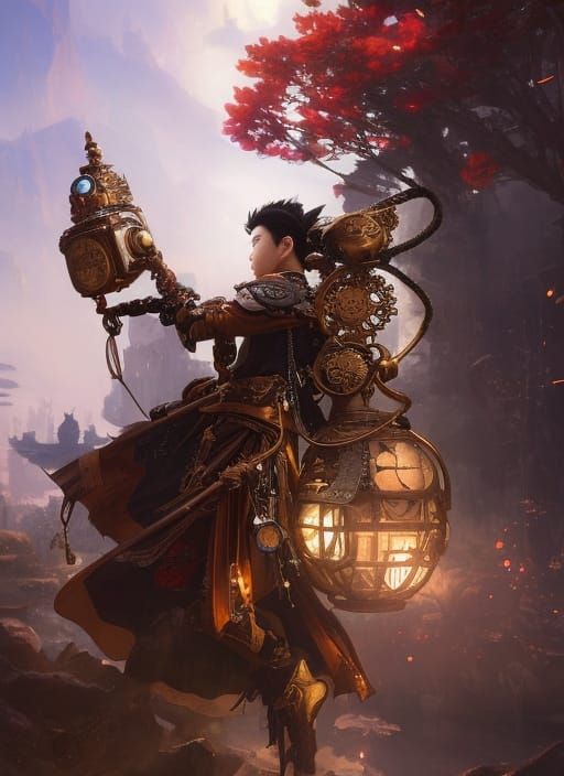 Steampunk Xianxia Boy Digital Illustration