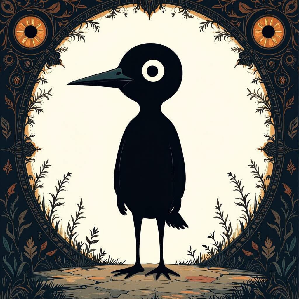 Punpun Silhouette on White, Detailed Matte Painting