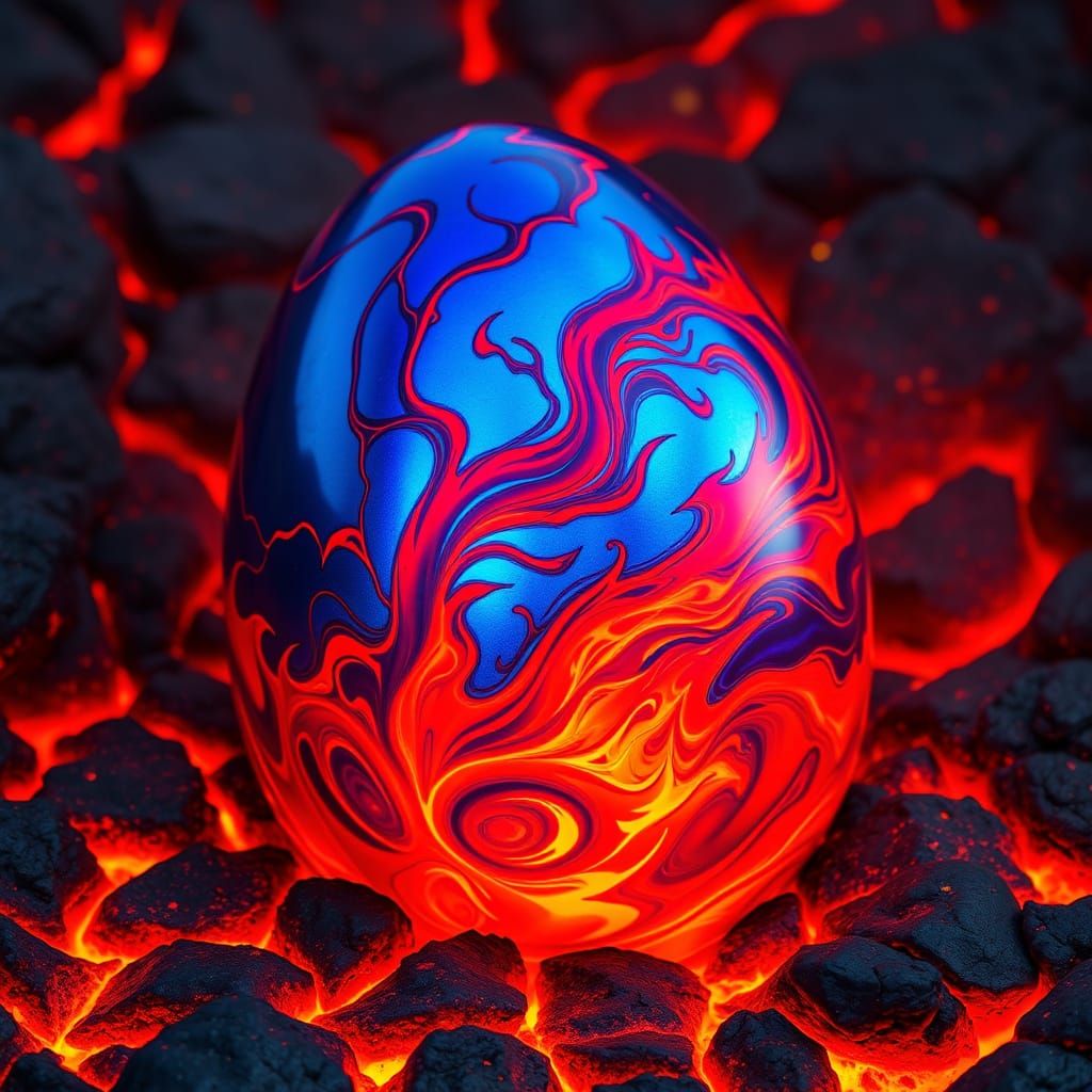 Volcanic Dragon Egg in Iridescent Hues