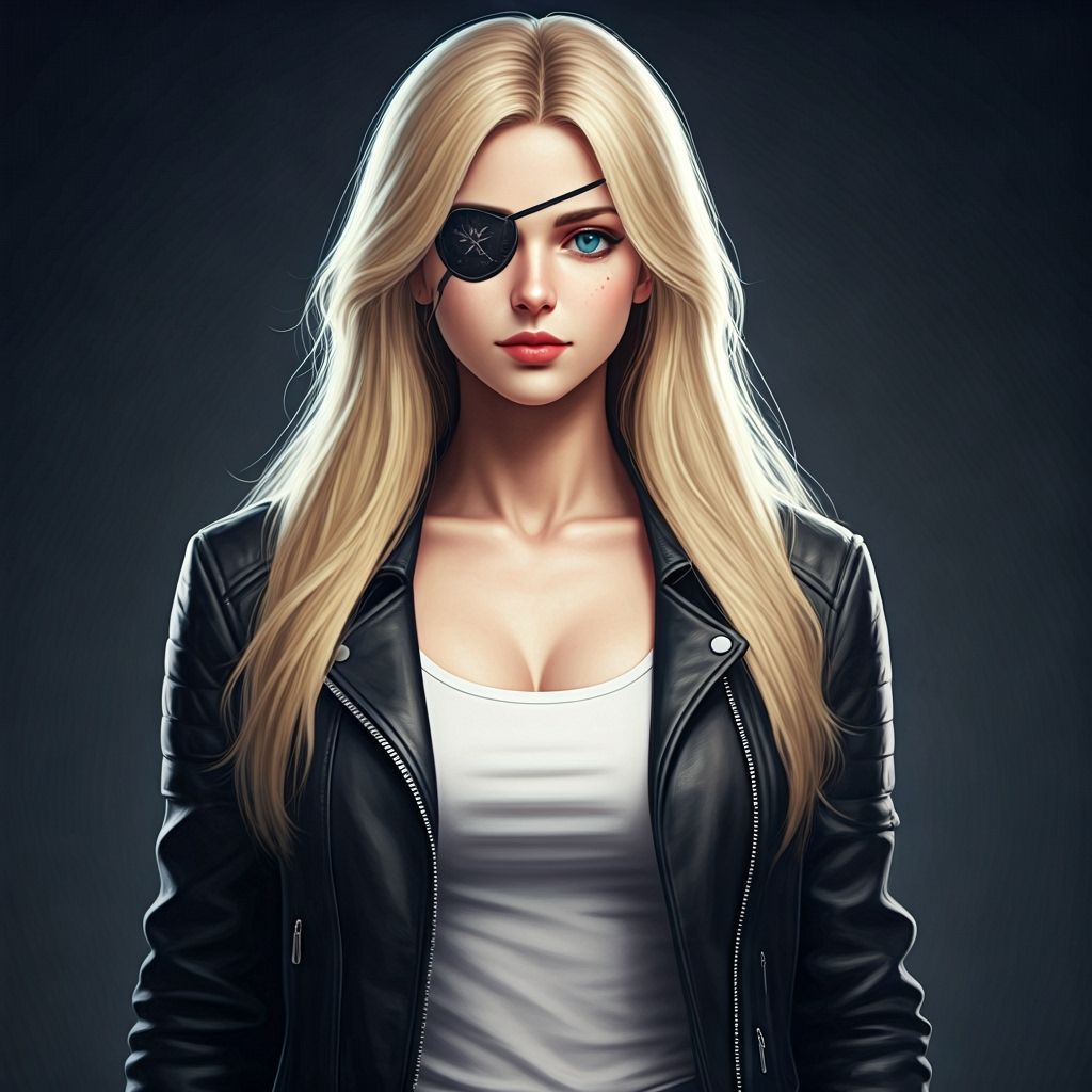 Blonde Model with Eyepatch in 3D Anime Style