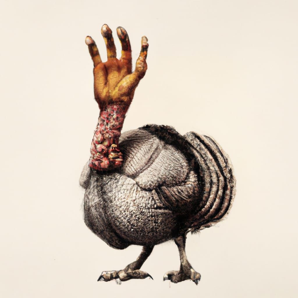 Realistic Hand-Carved Turkey Sculpture