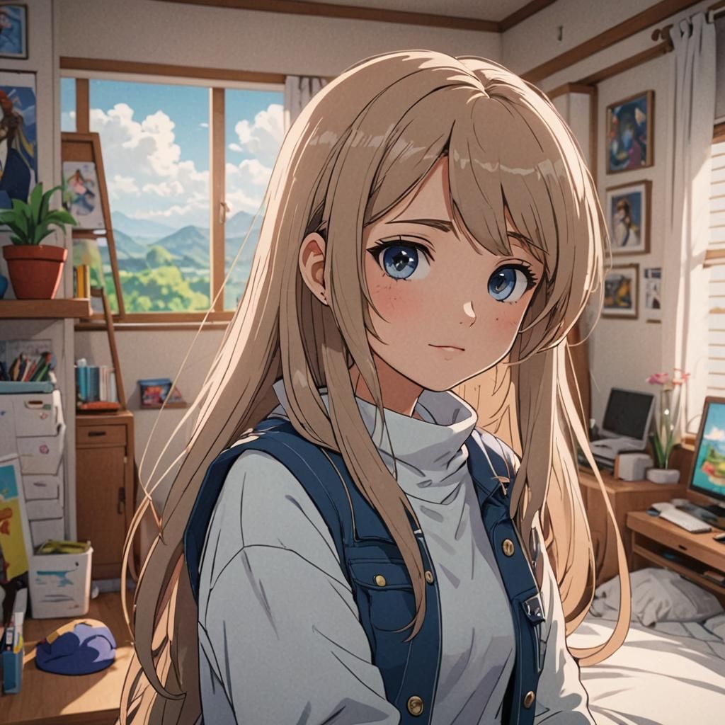 Charming Princess Relaxing in Her Cozy Bedroom Scene