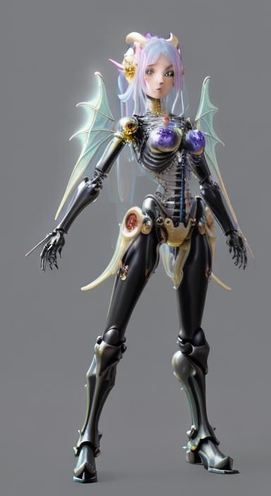 Metallic Dragon Girl in Iridescent Slime