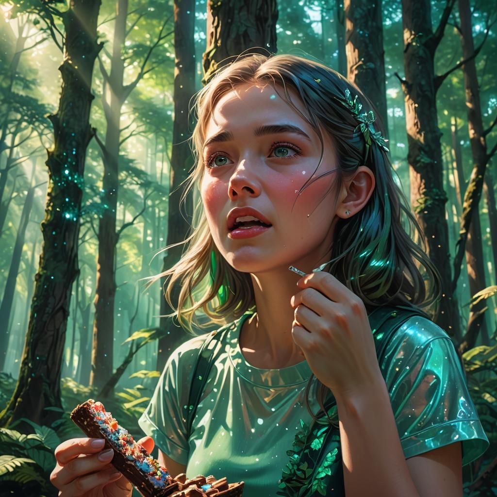 Girl in Fantasy Forest Tears Up Over Candy in Hyper-Realisti...
