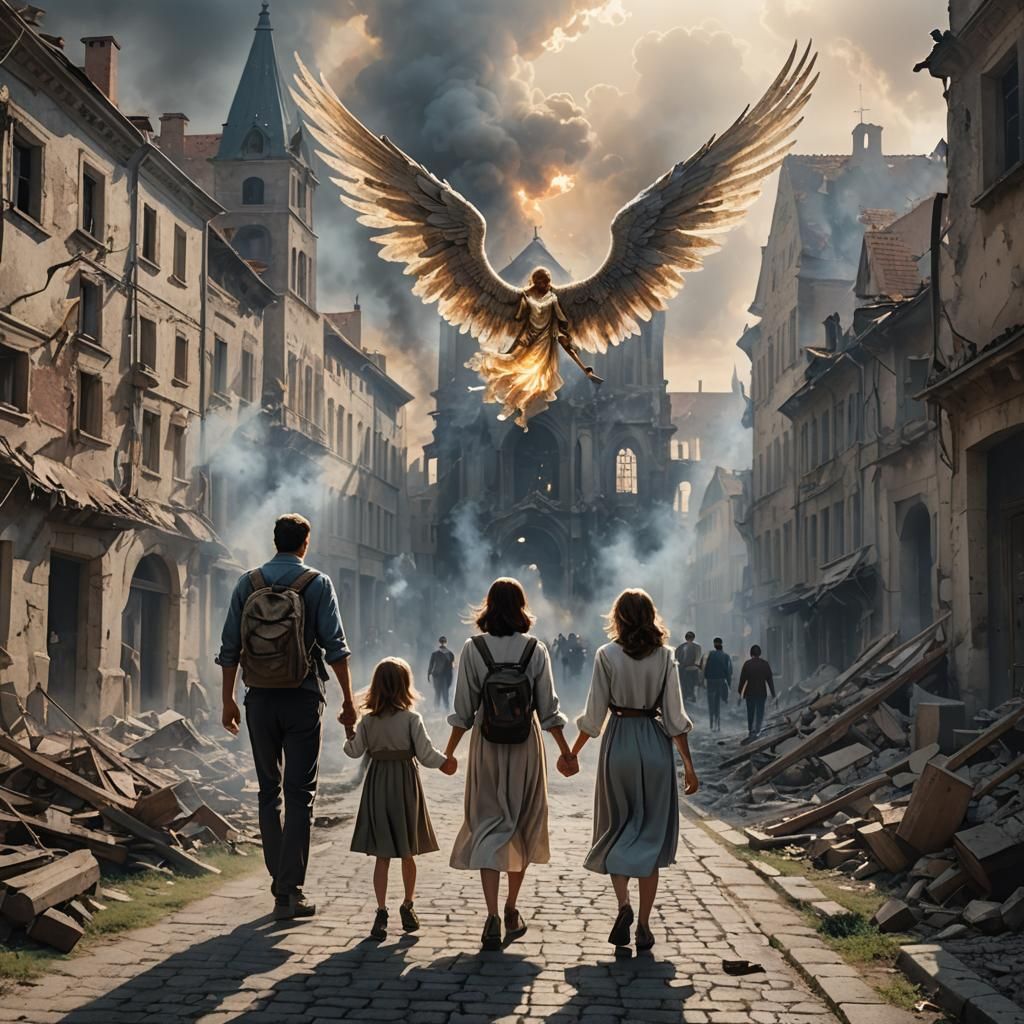 Hope Amidst Ruin: Family Finds Solace in Heavenly Light