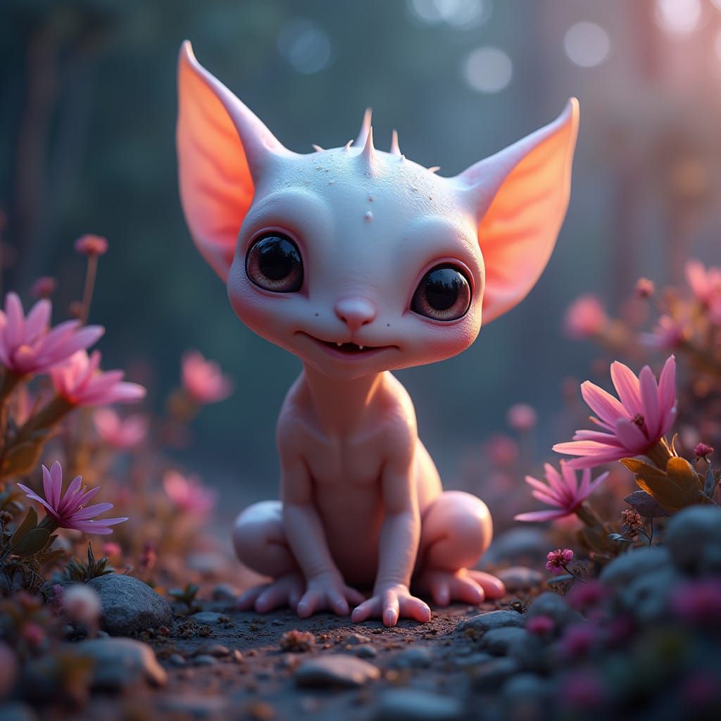 Cute Alien in Whimsical Dreamlike Environment