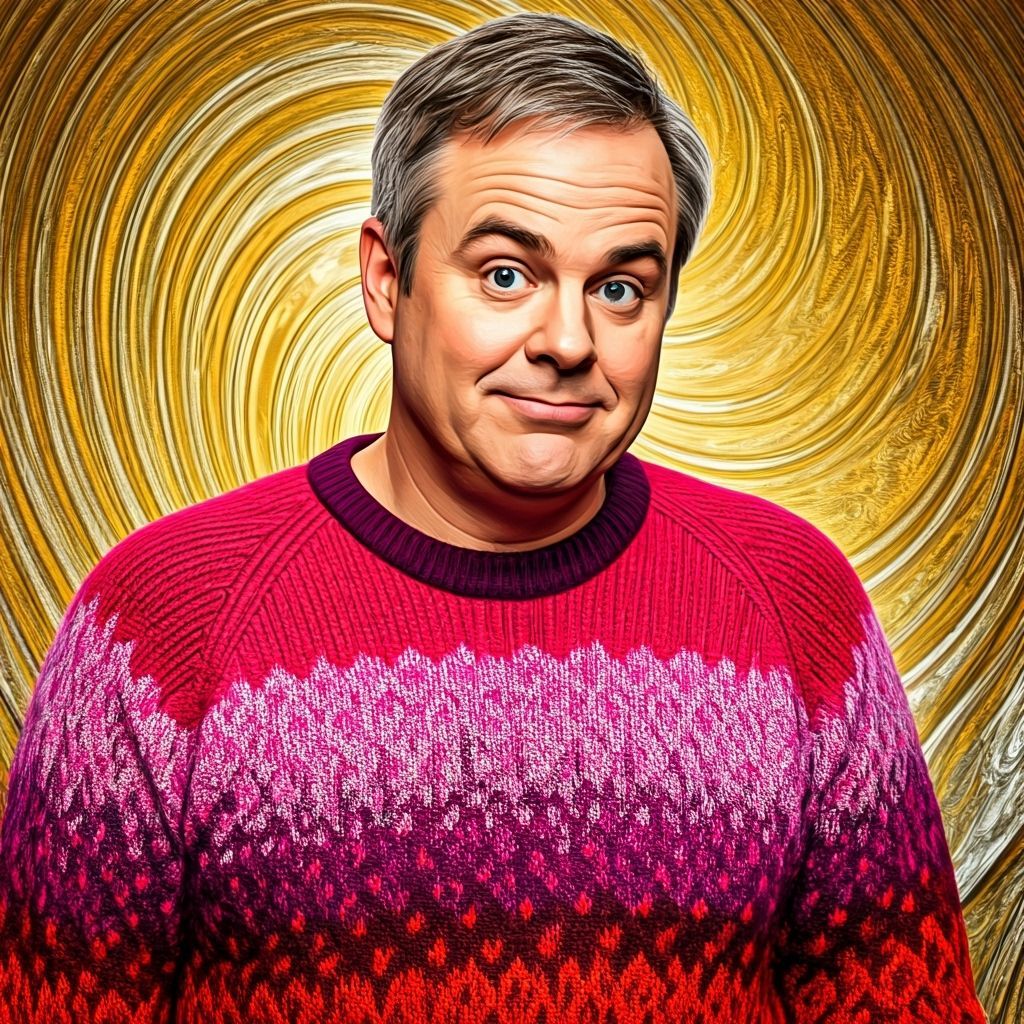 Comedian in Pink Sweater: Neo-Impressionist Digital Art