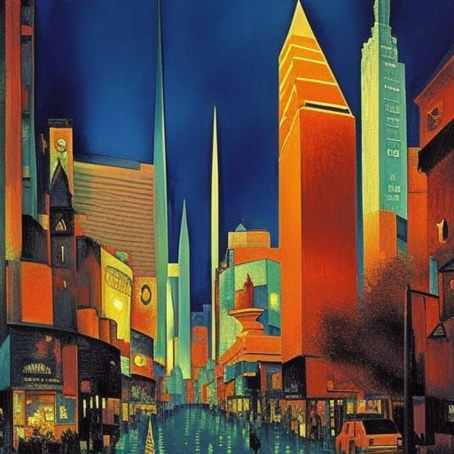 Dystopian Cityscape in Cyberpunk Style