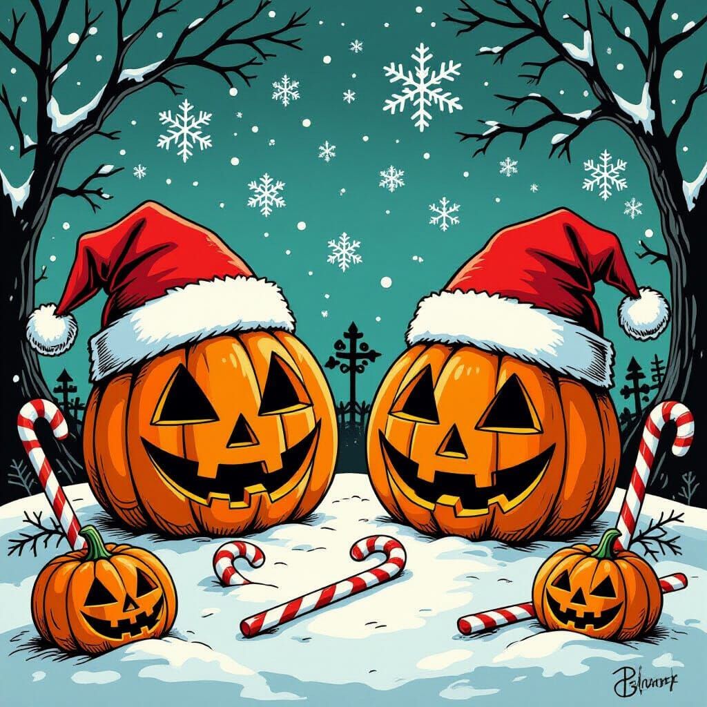 Whimsical Christmas Halloween Fusion with Gothic Flair