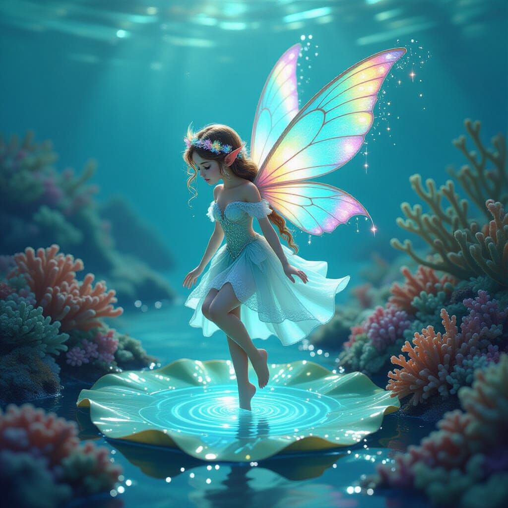 Luminescent Tidepool Fairy in Mystical Oceanic Style