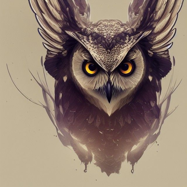 Angel Owl Portrait in Triadic Colors