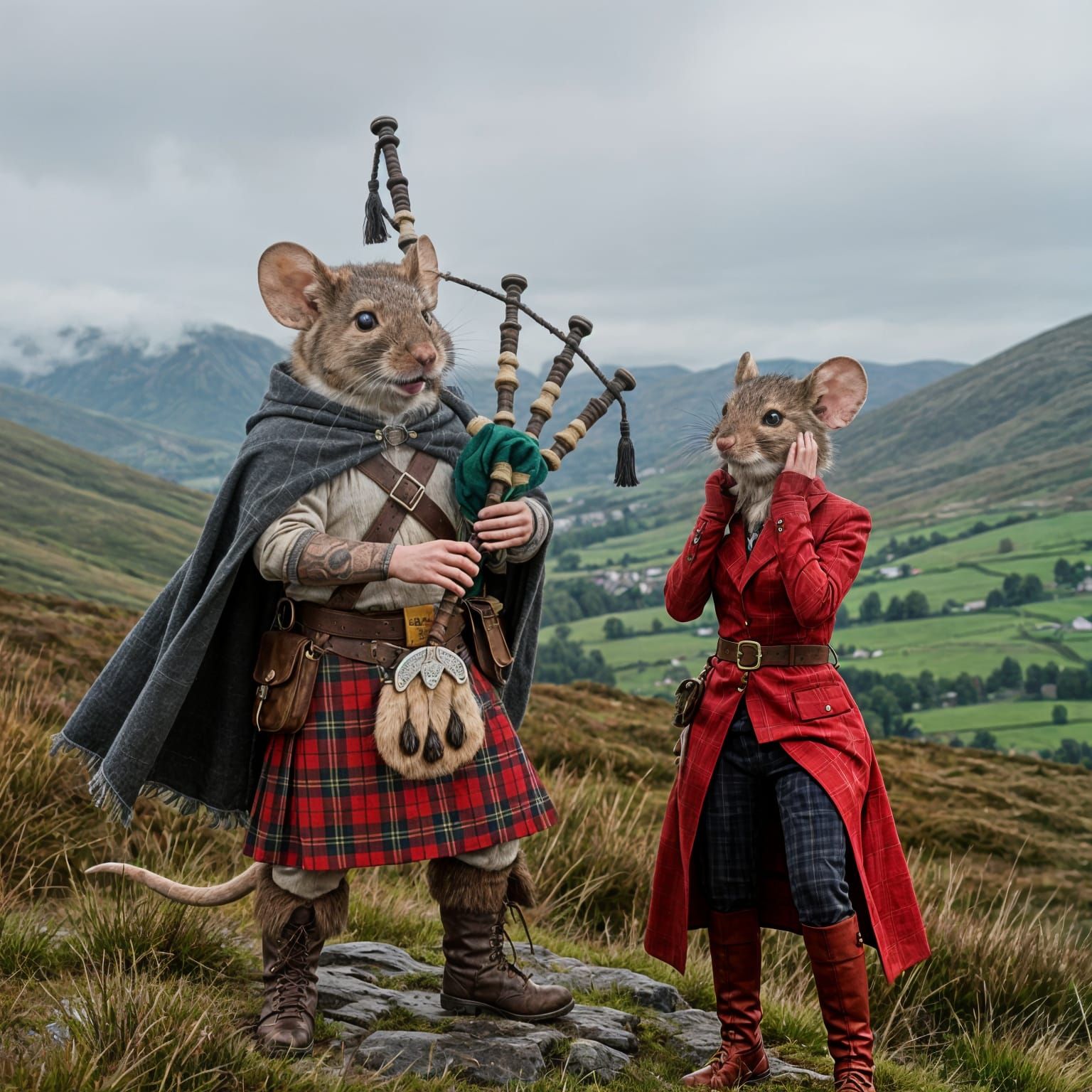 Anthropomorphic Mouse Adventurer Plays Bagpipes on Scottish ...