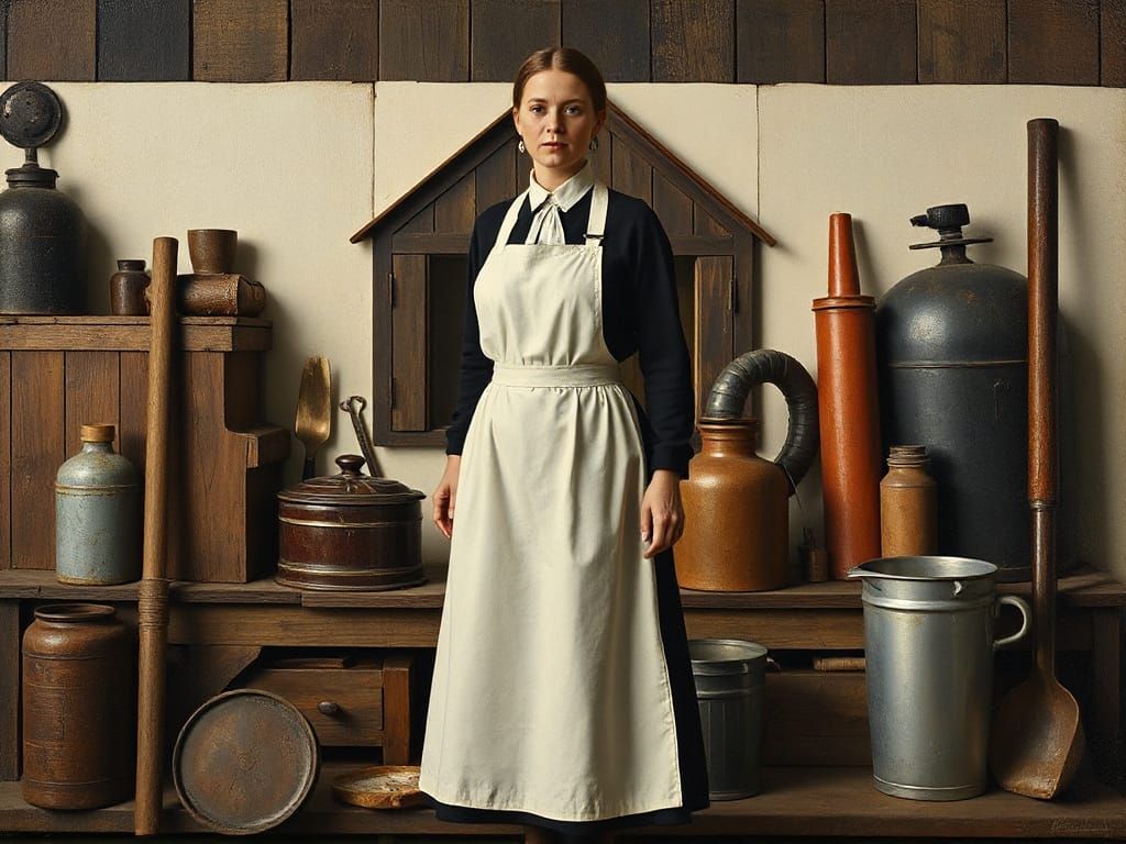 Woman with Industrial Materials in Constructivist Style