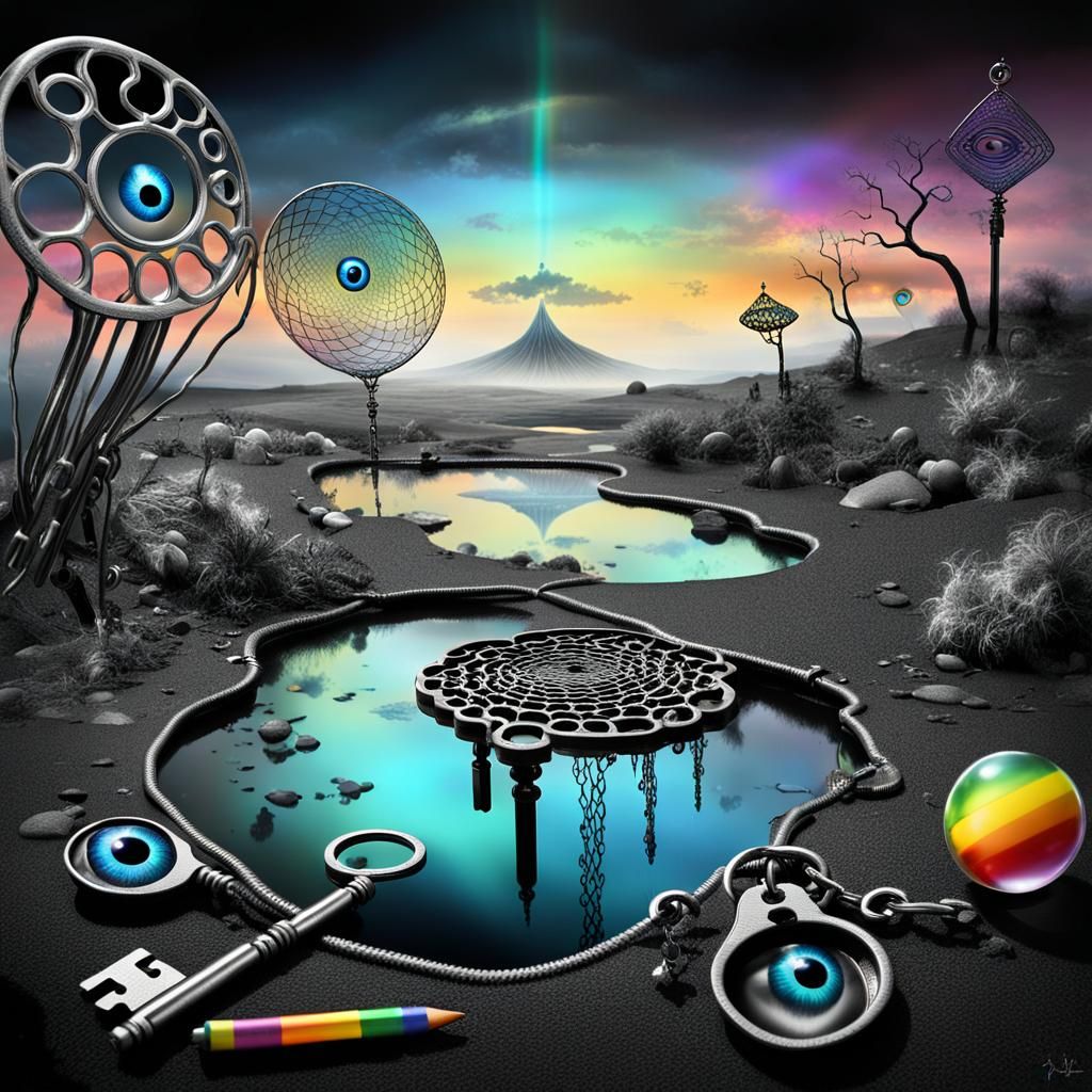 Surreal Keys Float in Dali-Inspired Dreamscapes with Whimsic...