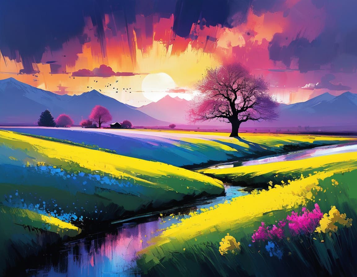 Picturesque Spring Landscape in Photography Style