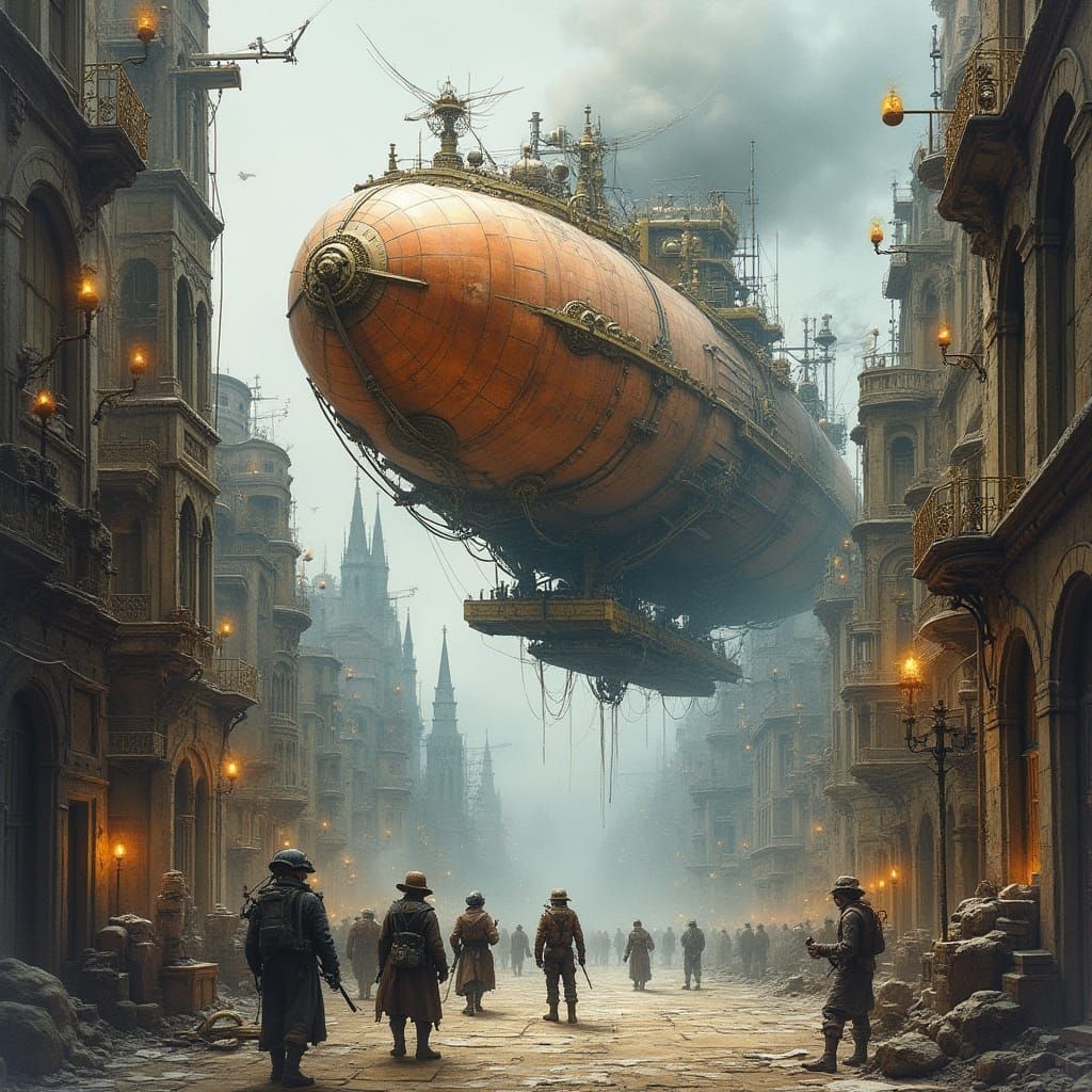 Steampunk Metropolis Unfolds in Gritty Watercolor