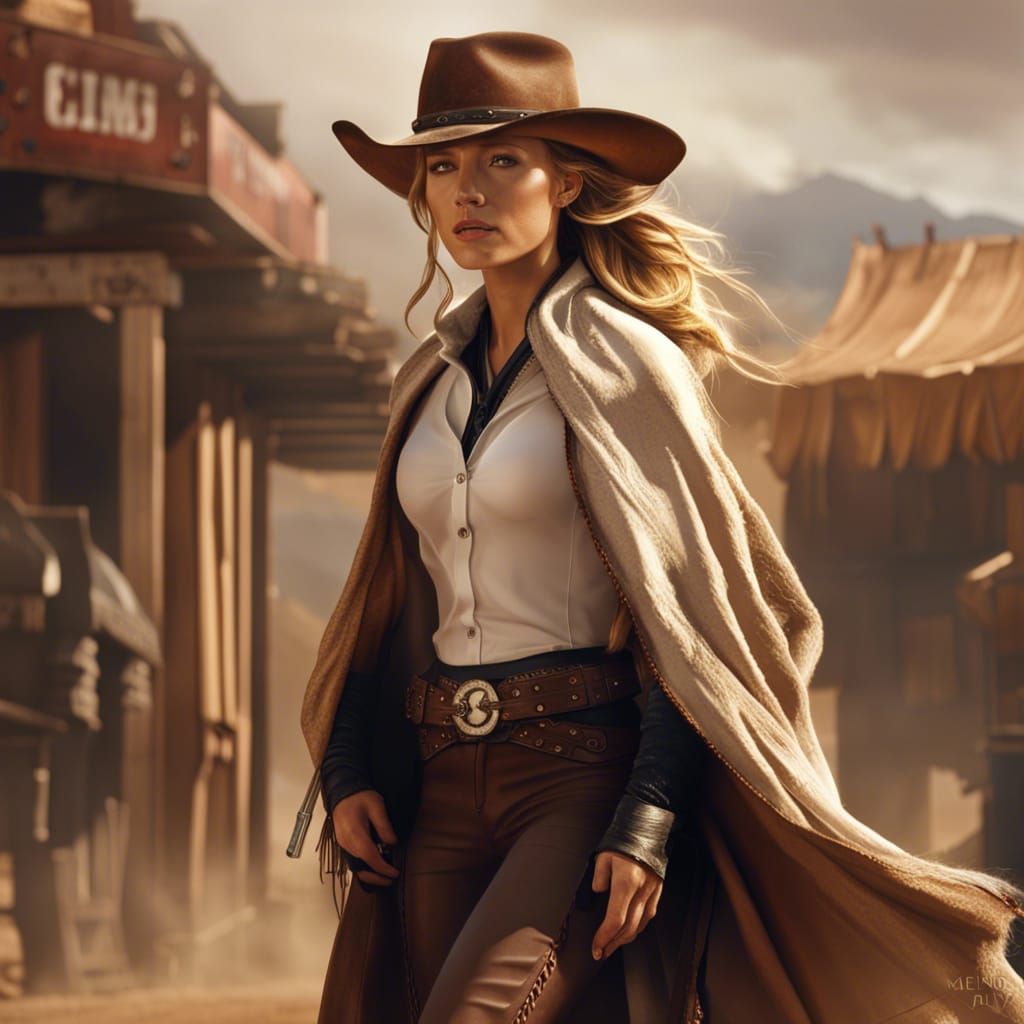 Epic Female Gunslinger in Cinematic Digital Art