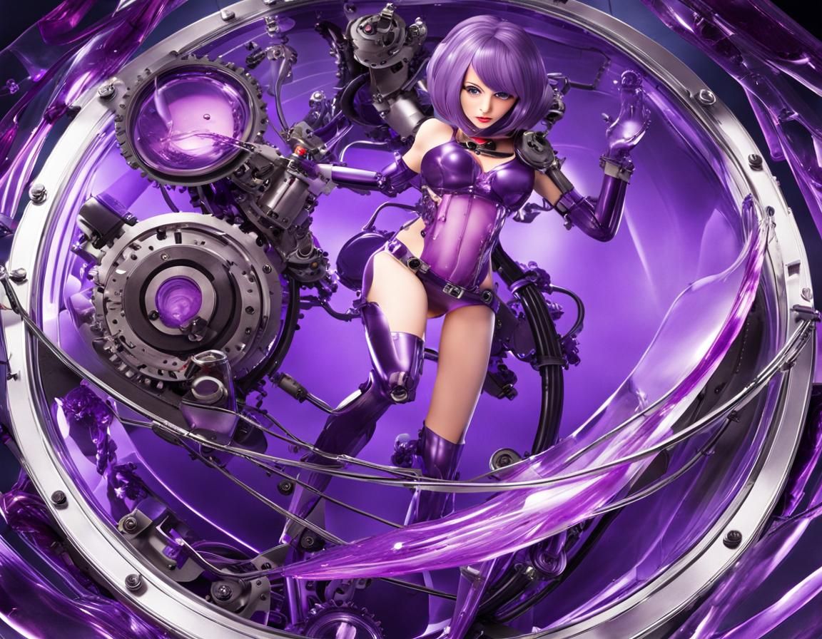 Female Cyberpunk Scientist with Glass Prosthetic Arm