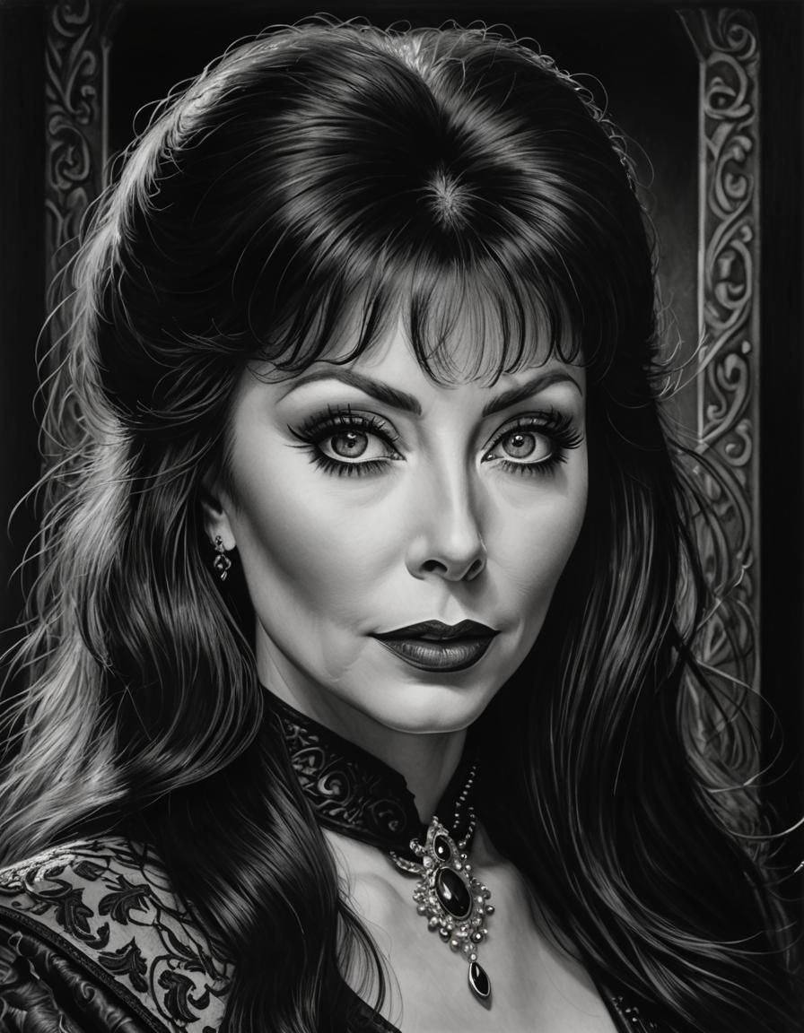 BW portrait of Cassandra Peterson