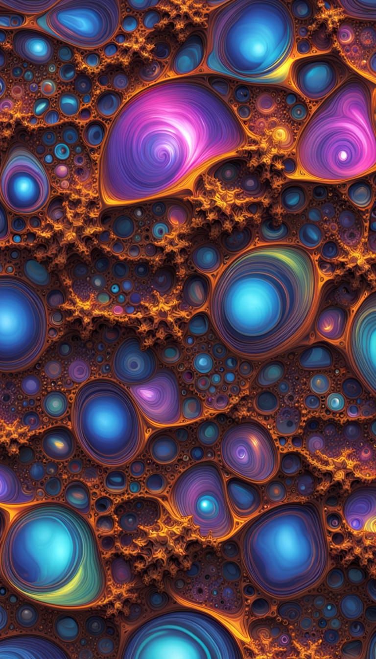 Holographic Fractal Array in Iridescent Neon 3D