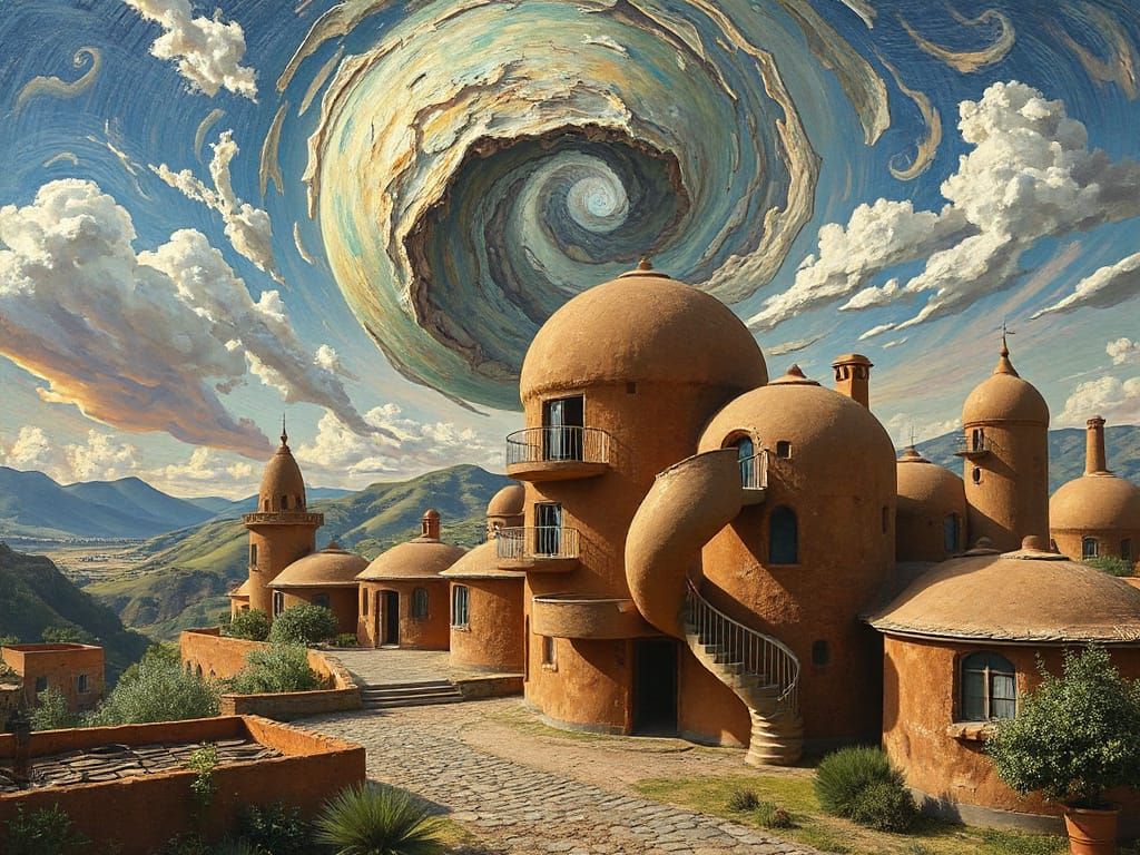 Surreal African Cityscape in Post-Impressionist Style