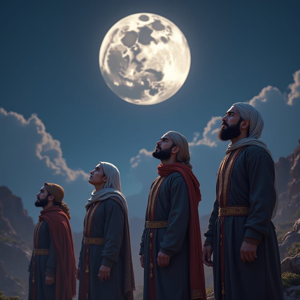 Muslims Observe Muharram Moon in Matte-Painted Landscape