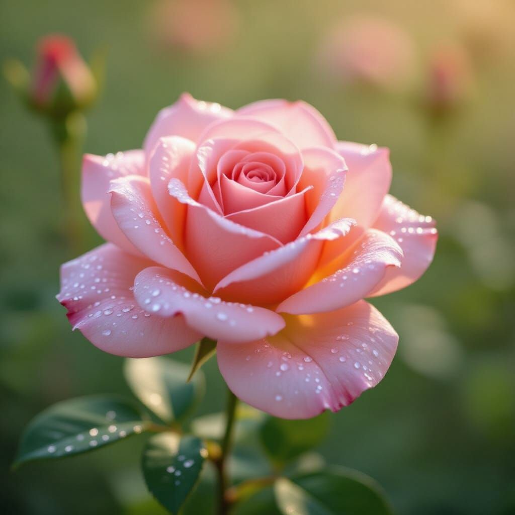 Rose Glistening With Morning Dew