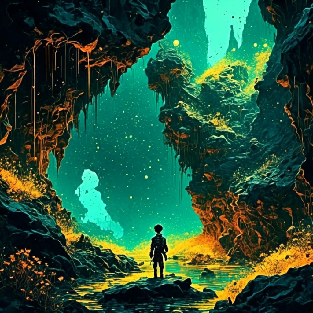 Space Pirate in a Celestial Cave of Shadows