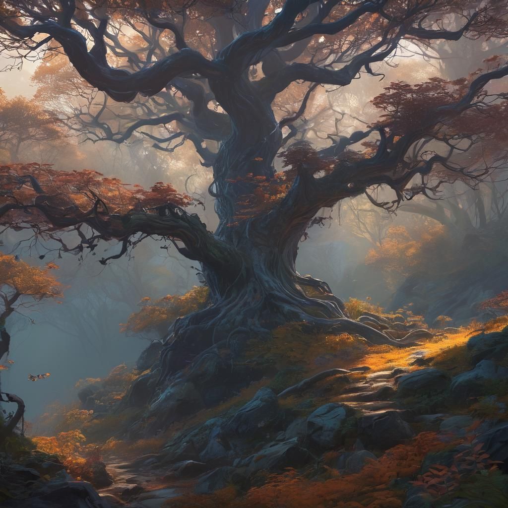 Surreal Fantasy Landscape in Vibrant, Detailed Concept Art S...