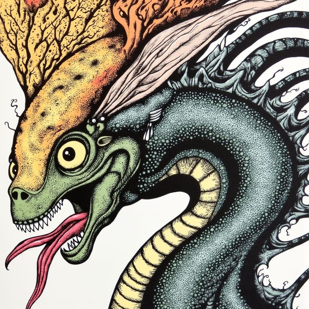 Vibrant Xenomorph in Polka Dots, Inspired by Yayoi Kusama's...