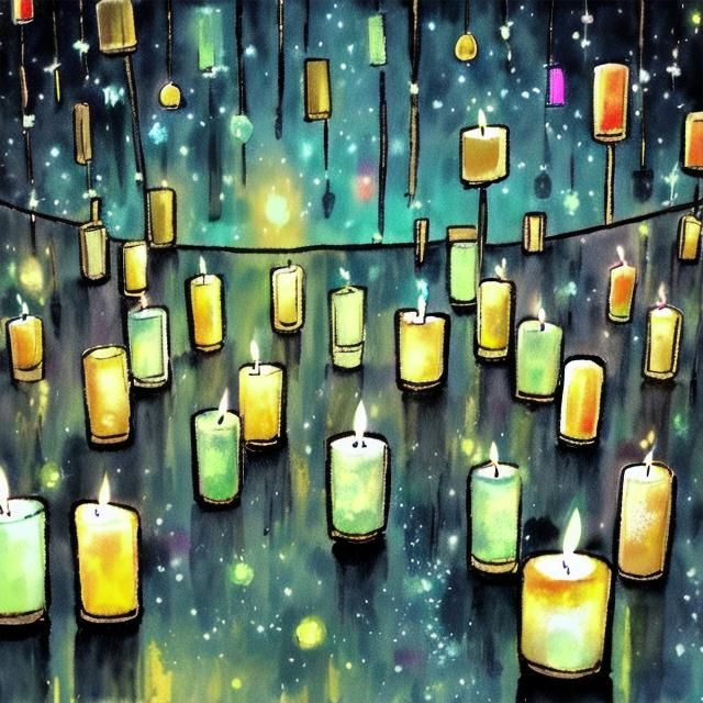 Surreal Pastel Candle Flickers in Dark Shadows