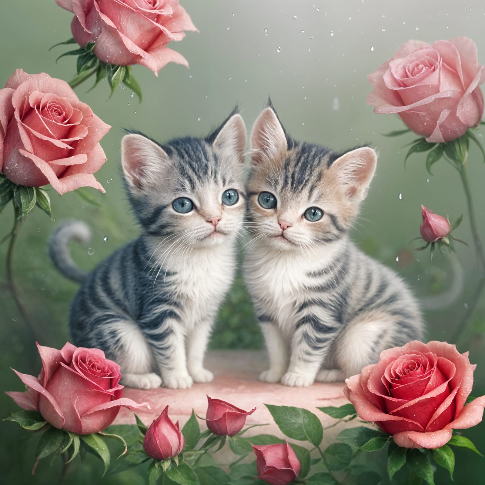 Whimsical Floral and Feline Still Life in Watercolor