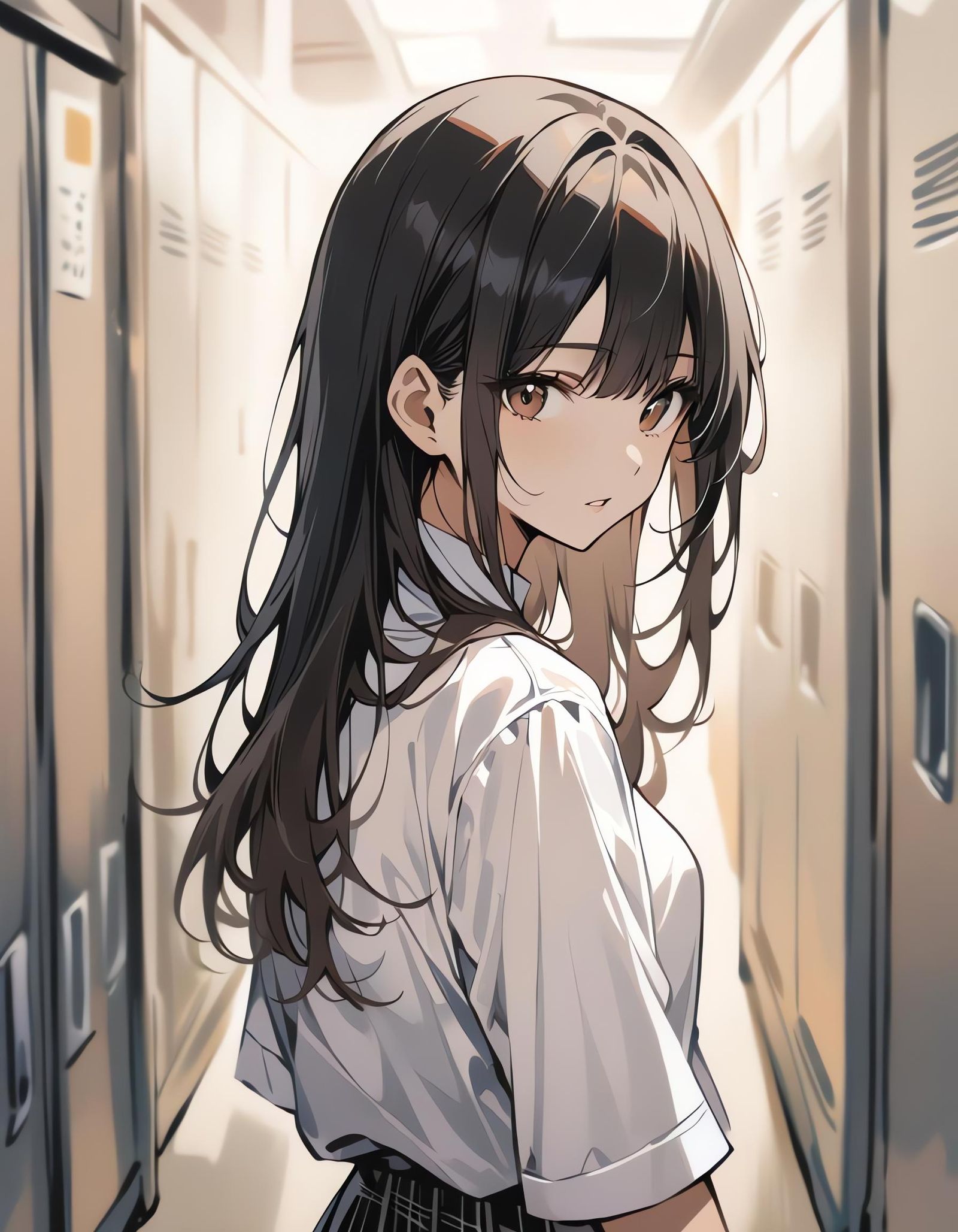 Teenage Girl in a School Hallway Masterpiece