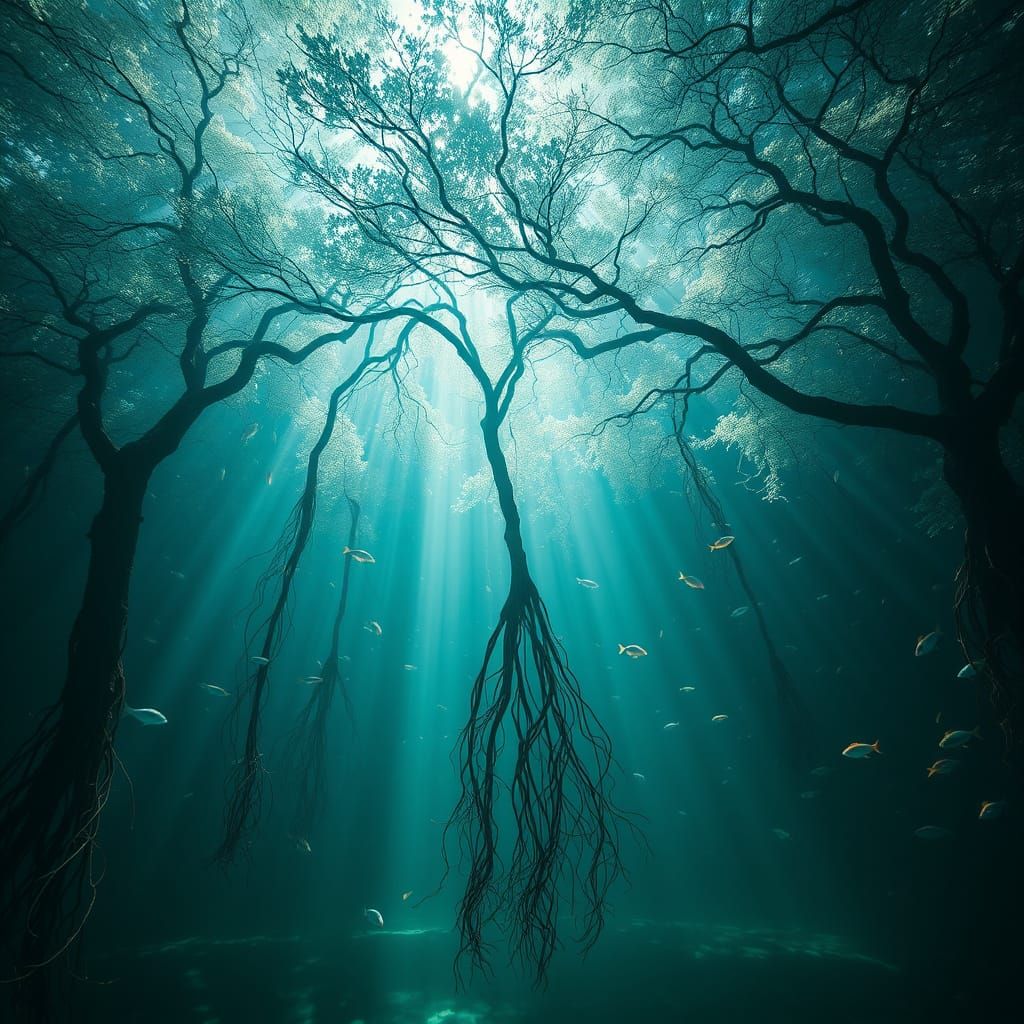 Submerged Forest in Vibrant Crystal