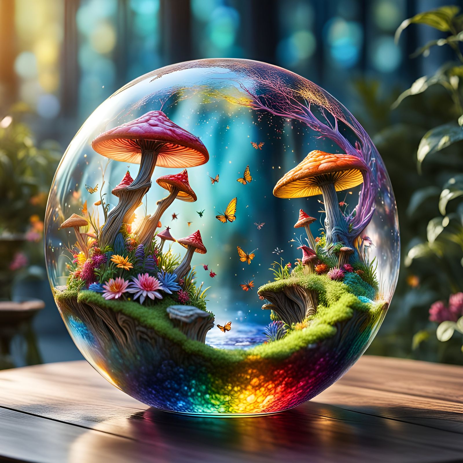 Vibrant Glass Sphere Fairyland in Splendid Hyperrealistic St...