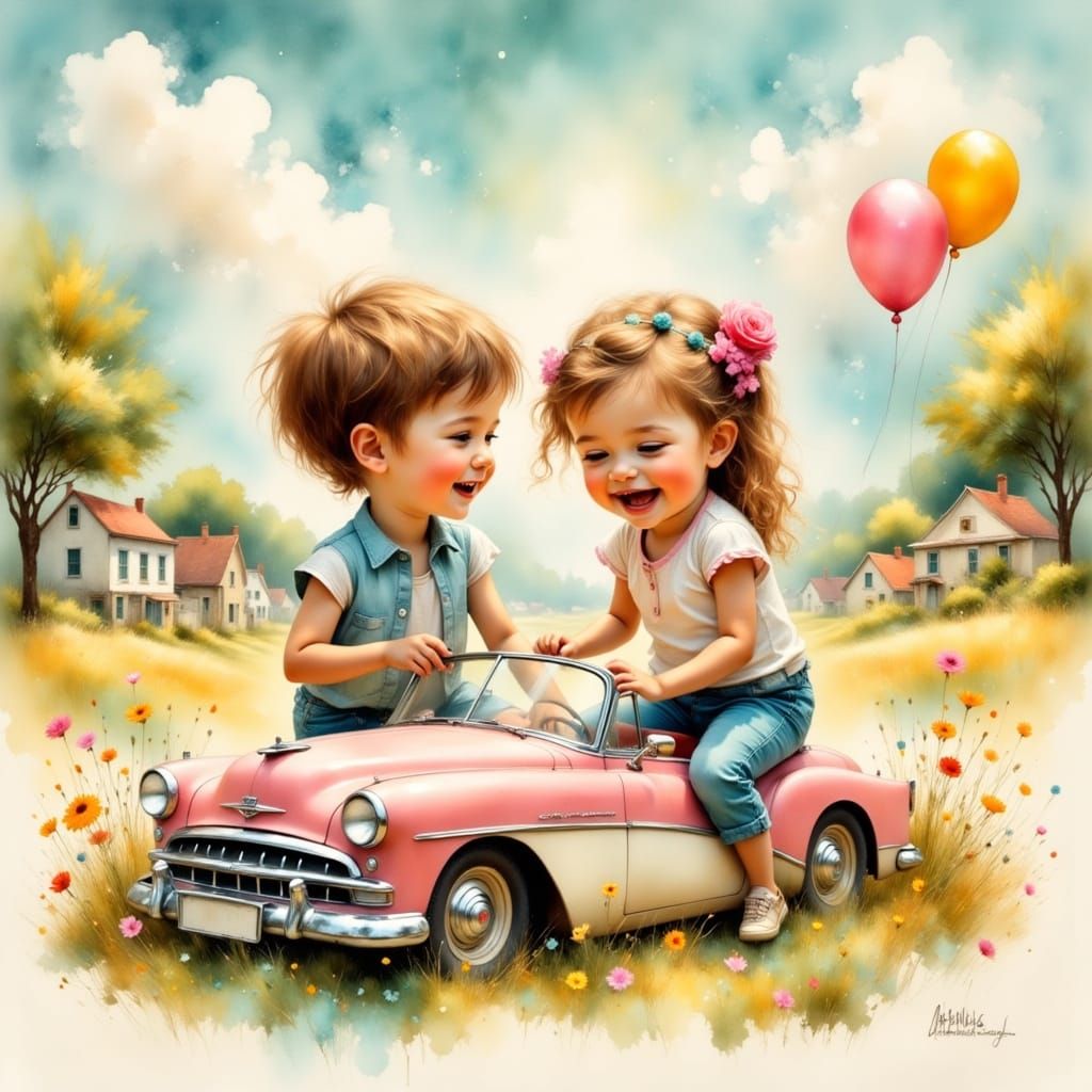 Joyful Whimsy in Pastel Retro Paradise