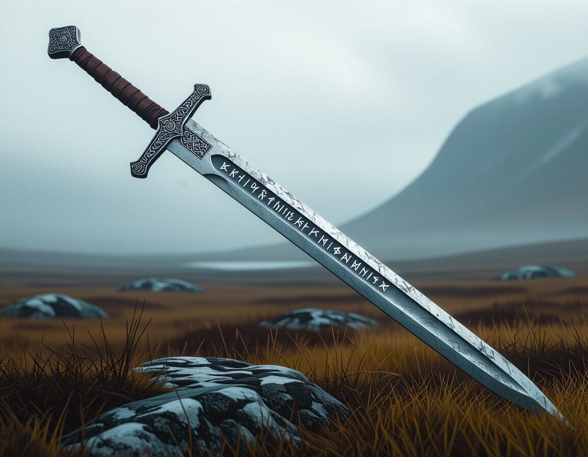 Viking Sword with Runes in Digital Matte Painting
