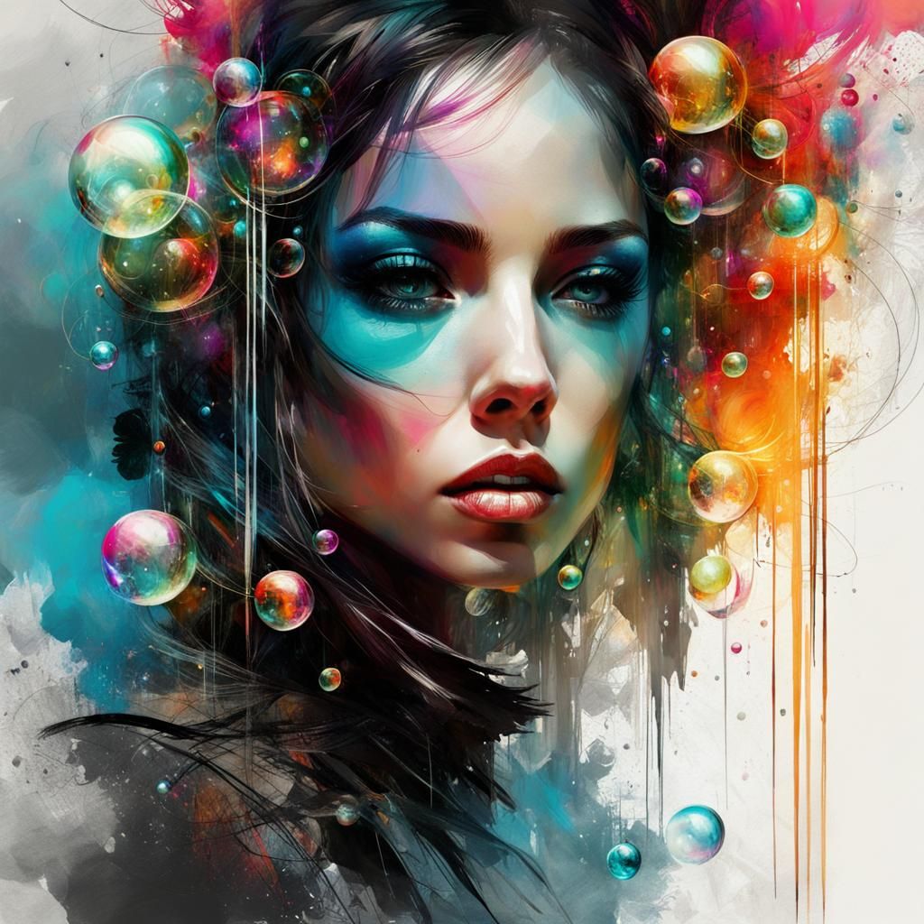 Vibrant Digital Bubbles in Pop Art Style