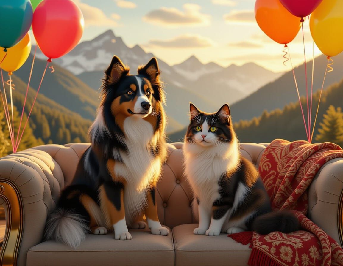 Realistic Dog and Cat on Couch in Unreal Engine 5