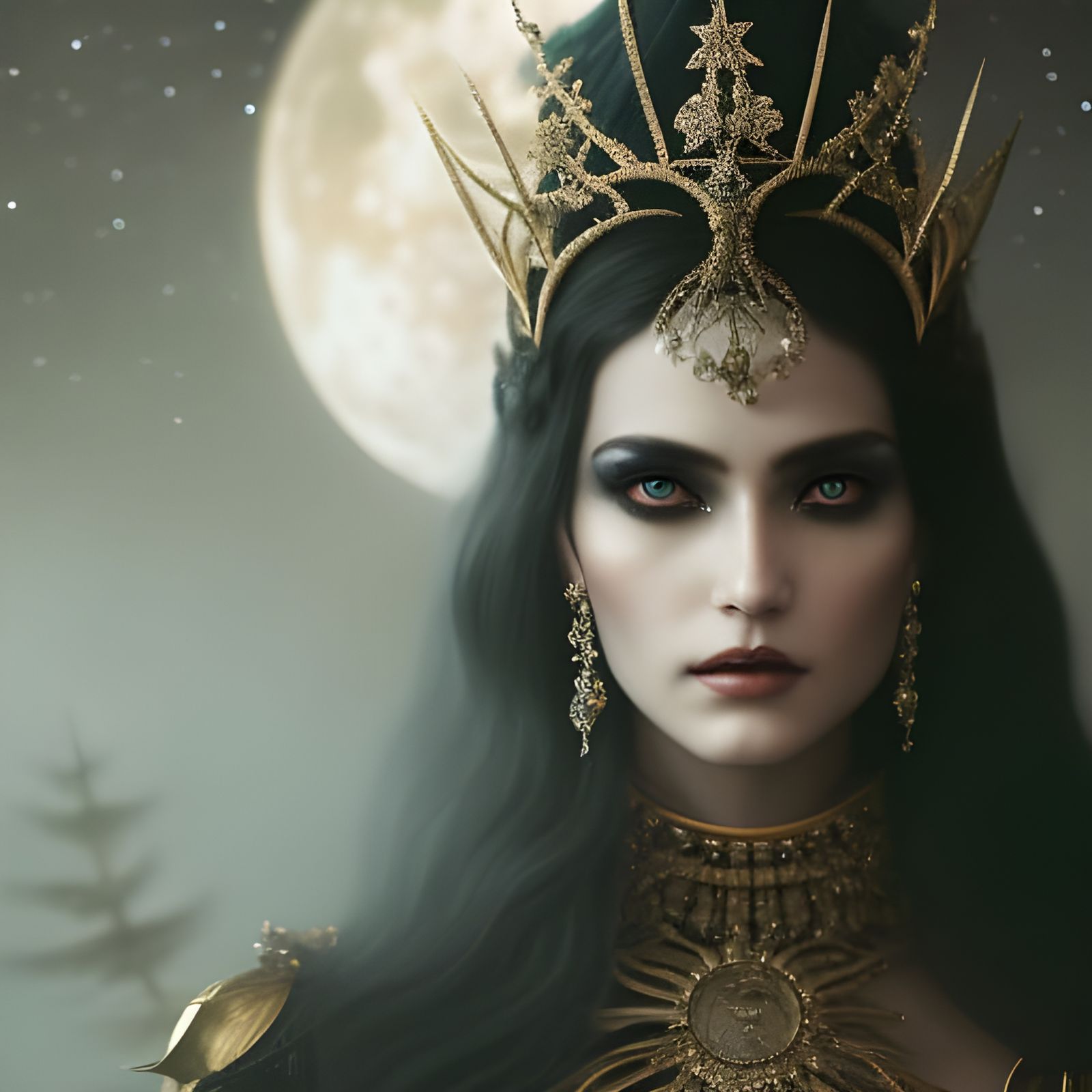 Ethereal Queen of the Night in Intricate Digital Illustratio...