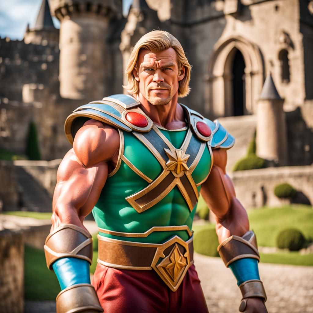 Alan Ritchson as Accurate He-Man Depiction Outside Castle Gr...