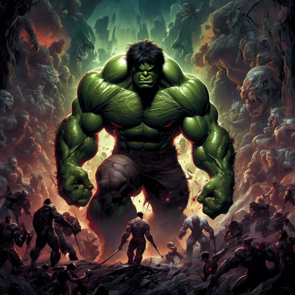 Incredible Hulk in Macabre Comic Book Style