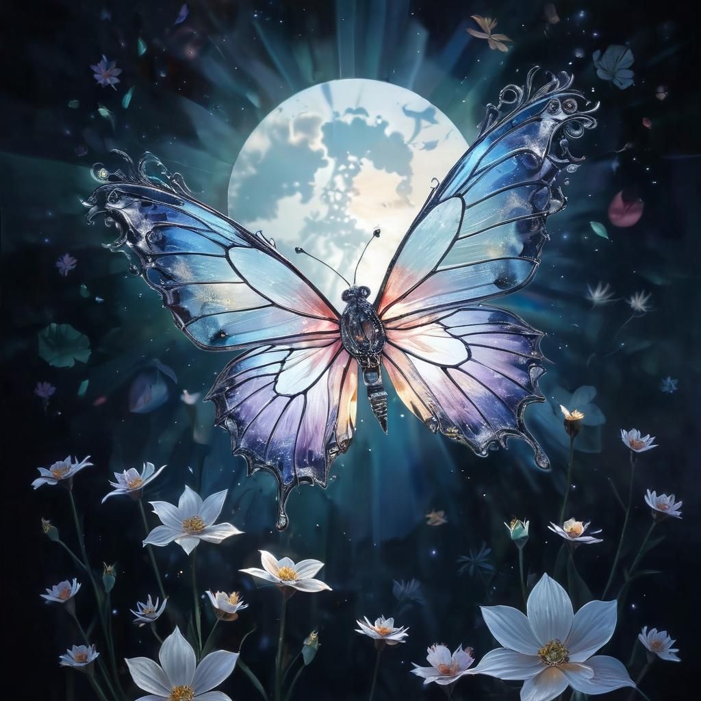 Surreal Stained Glass Masterpiece with Intricate Patterns an...