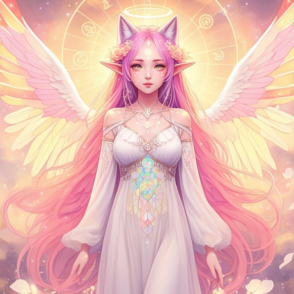 Hybrid female Angel-Fairy-Elf-wolf girl