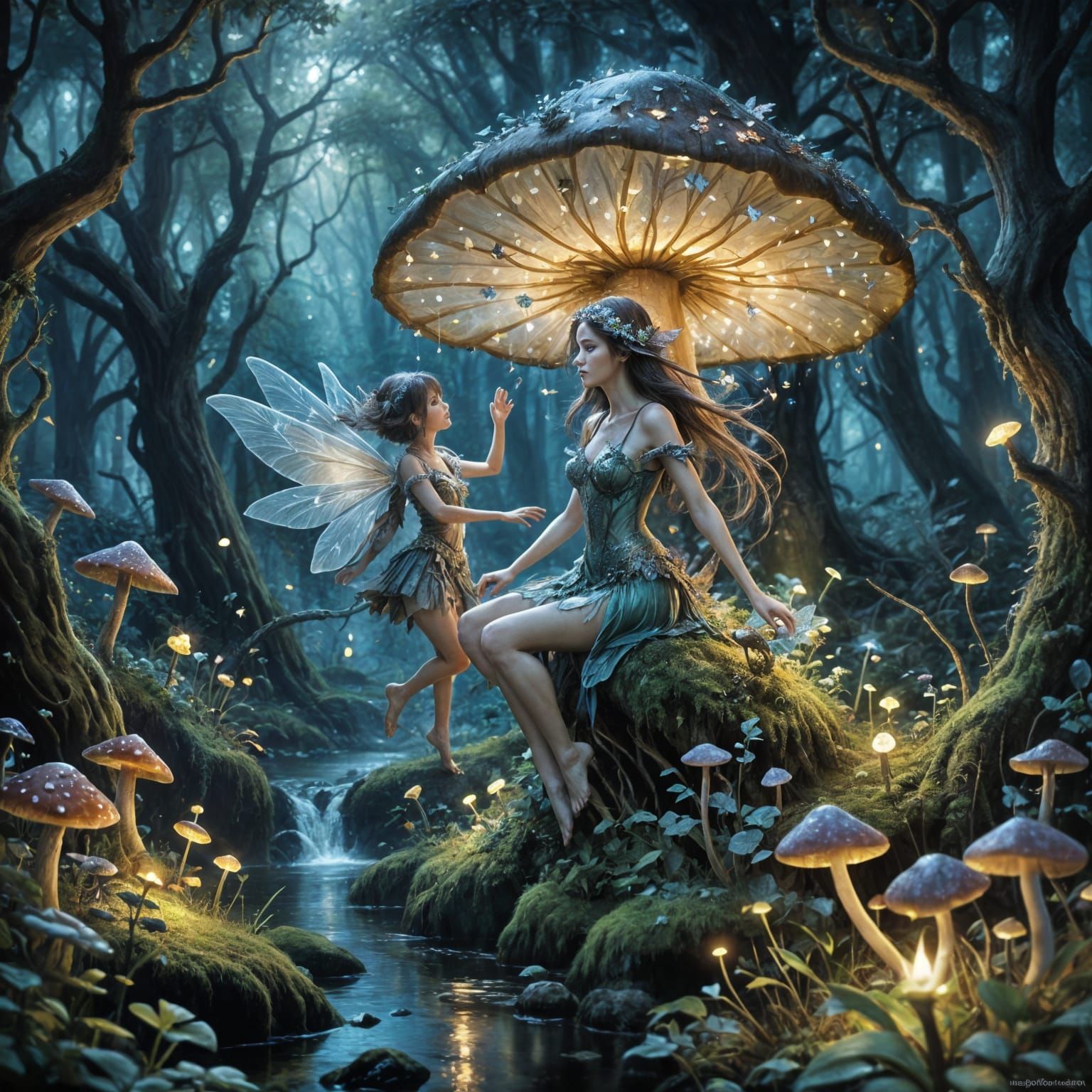 Whimsical Faeries in a Magical Forest