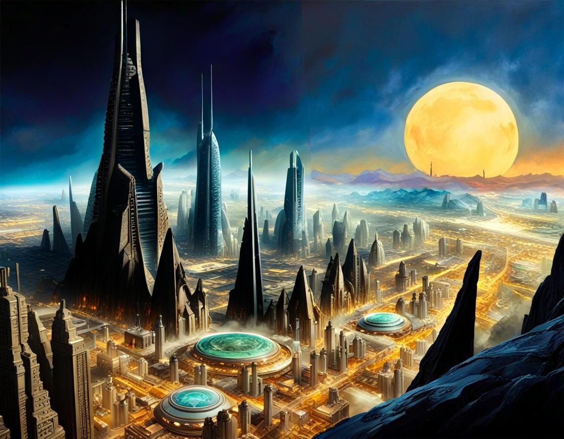 Extraterrestrial Marvels: Futuristic Cityscape in Hyperreali...